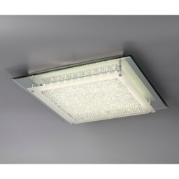 Gina Flush Ceiling, 500mm Square, 24W 1900lm LED 4000K Polished Chrome/Crystal - thumbnail 2