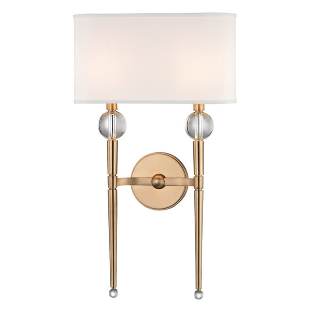 Rockland 2 Light Wall Sconce Brass, Faux Silk