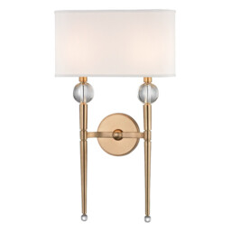 Rockland 2 Light Wall Sconce Brass, Faux Silk