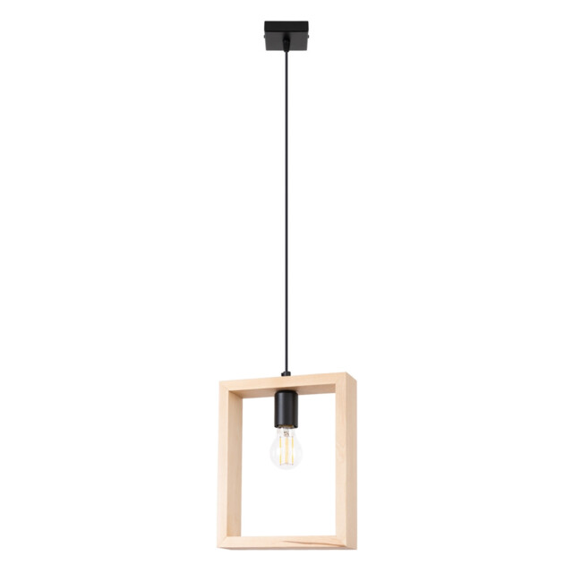Aries Square Pendant Ceiling Light Natural Wood - image 1