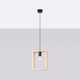 Aries Square Pendant Ceiling Light Natural Wood - thumbnail 3