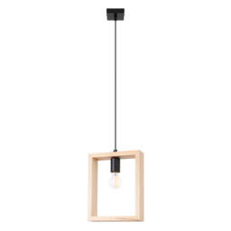 Aries Square Pendant Ceiling Light Natural Wood - thumbnail 1