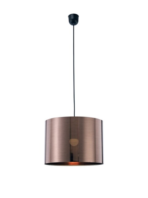 Dako Black Ceiling Pendant 1 Light E27 with 350 x 250mm Metallic Bronze Cylinder Shade - image 1