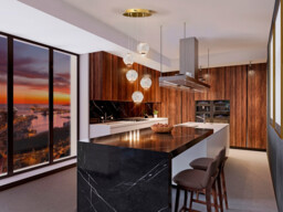 Austral Modern Cluster Drop 5 Light LED Pendant Light, Spherical Carved Crystal Globes, 1264lm, 3200K - thumbnail 2