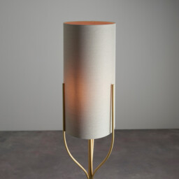 Fraser Base & Shade Floor Lamp Satin Brass Plate, Natural Linen Mix Fabric - thumbnail 5