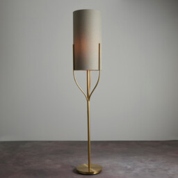 Fraser Base & Shade Floor Lamp Satin Brass Plate, Natural Linen Mix Fabric - thumbnail 2