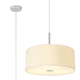Baymont Polished Chrome 3 Light E27 Single Pendant With 50cm x 20cm Faux Silk Shade, Ivory Pearl/White Laminate - thumbnail 1