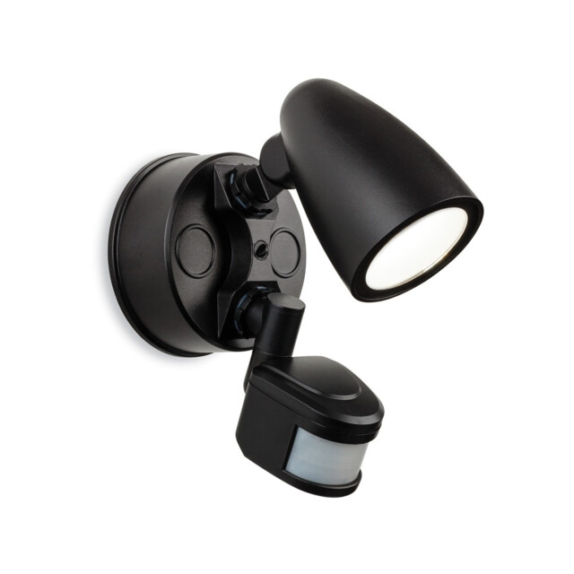 Security Outdoor Integrated LED PIR Motion Sensor Wall Spotlight Black IP54