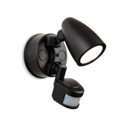 Security Outdoor Integrated LED PIR Motion Sensor Wall Spotlight Black IP54