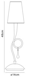 Paola Table Lamp 1 Light E14, Silver Painted with Cream Shade & Black Glass Droplets - thumbnail 2