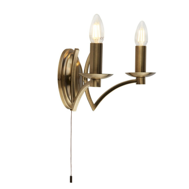 2 Light Wall Light Antique Brass - image 1