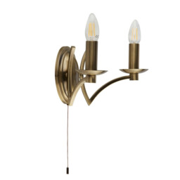 2 Light Wall Light Antique Brass - thumbnail 3