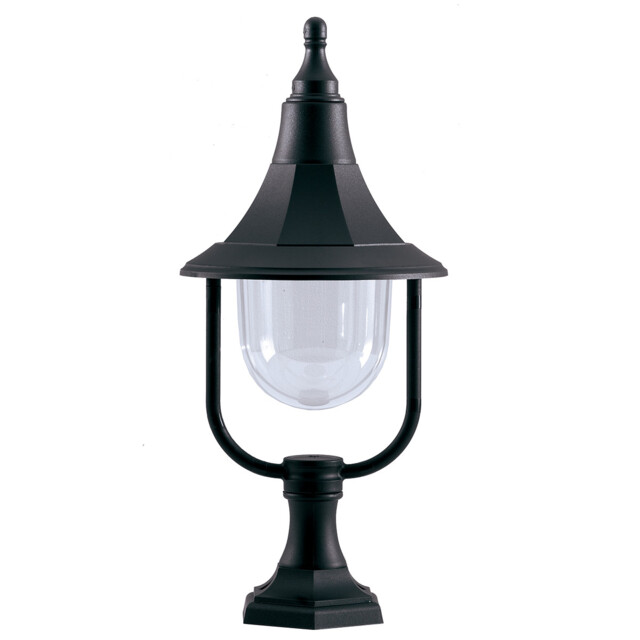 Shannon 1 Light Outdoor Coastal Pedestal Light Black Polycarbonate IP44, E27 - image 1