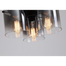 Sweden 3 Light Flush Light Ceiling Light - Matt Black & Smoked Glass - thumbnail 3