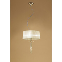 Tiffany Pendant 3+1 Light E27+G9, French Gold With Cream Shade & Clear Crystal - thumbnail 2