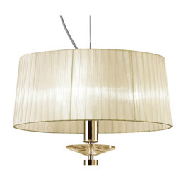 Tiffany Pendant 3+1 Light E27+G9, French Gold With Cream Shade & Clear Crystal - thumbnail 5