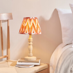 Bibury Natural Ash Table Lamp with Apricot Orange Fabric Zigzag Shade 20cm B22 - thumbnail 2