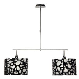 Lupin Linear Pendant 2 Light E27, Gloss Black, White Acrylic, Polished Chrome - thumbnail 1