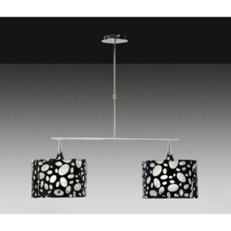 Lupin Linear Pendant 2 Light E27, Gloss Black, White Acrylic, Polished Chrome - thumbnail 2