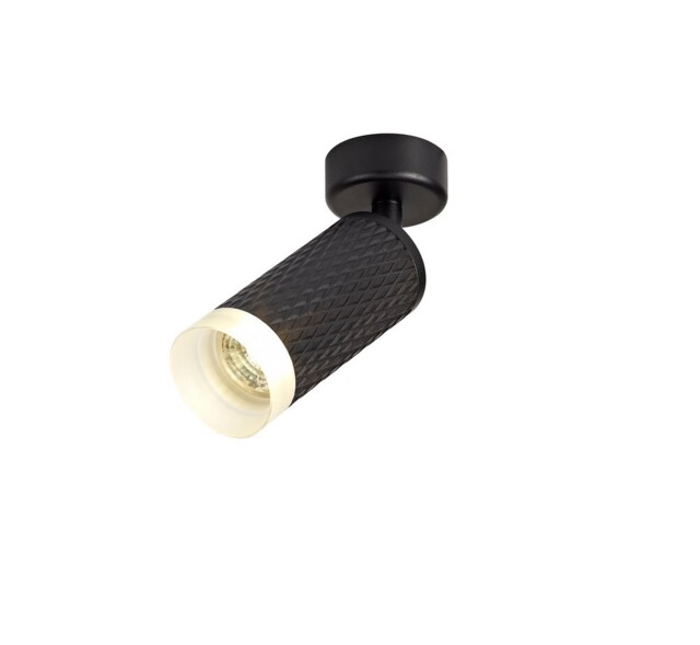 Madrid 1 Light Surface Mounted Spotlight GU10, Sand Black, Acrylic Ring - image 1