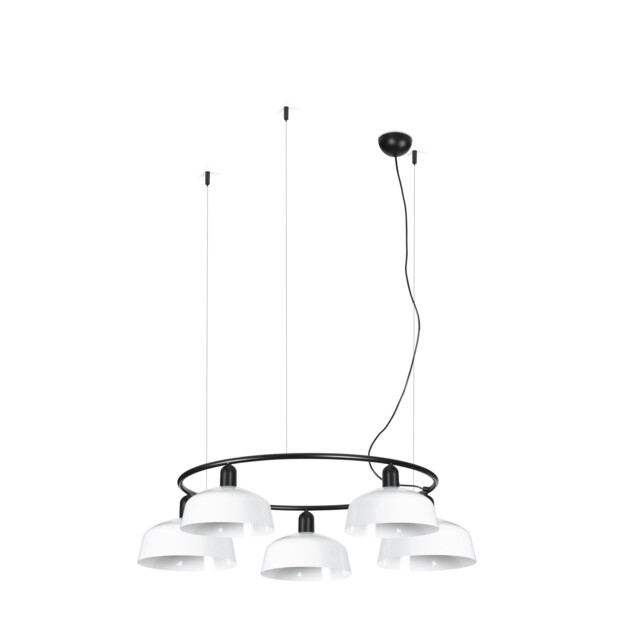 Tatawin Medium Pendant Ceiling Light Black, Gloss White 5x E27