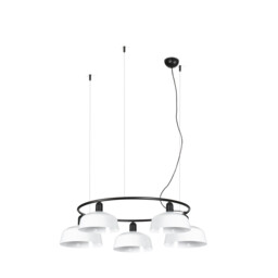Tatawin Medium Pendant Ceiling Light Black, Gloss White 5x E27