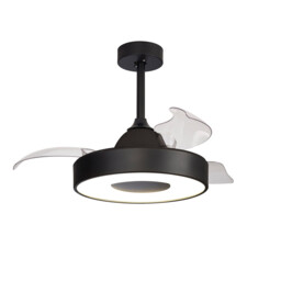 Coin Mini 45W LED Dimmable Ceiling Light With Built-In 25W DC Reversible Fan, Remote & APP Control, Black, 2500lm, 5yrs Warranty - thumbnail 1