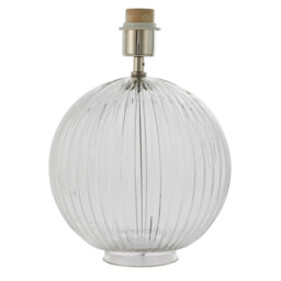 Jemma 1 Light Table Light Clear Ribbed Glass & Satin Nickel Plate (Base only), E27 - thumbnail 1