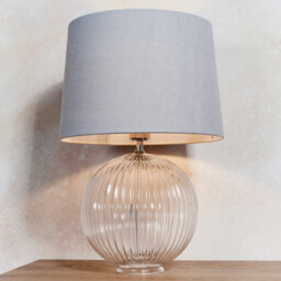 Jemma 1 Light Table Light Clear Ribbed Glass & Satin Nickel Plate (Base only), E27 - thumbnail 2