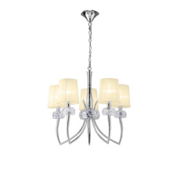 Loewe Pendant 5 Light E14, Polished Chrome With Cream Shades - thumbnail 1