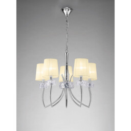 Loewe Pendant 5 Light E14, Polished Chrome With Cream Shades - thumbnail 2