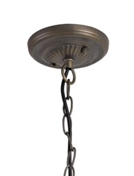 Worcester 3 Light Downlighter Ceiling Pendant E27 With 30cm Tiffany Shade, Red, Crystal, Aged Antique Brass - thumbnail 3