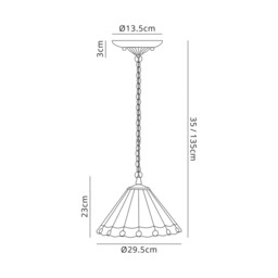 Worcester 3 Light Downlighter Ceiling Pendant E27 With 30cm Tiffany Shade, Red, Crystal, Aged Antique Brass - thumbnail 2