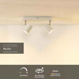 Rilou Modern Twin Ceiling Spotlight - LED Dim. - GU10 - 2x5W 3000K - White - thumbnail 2