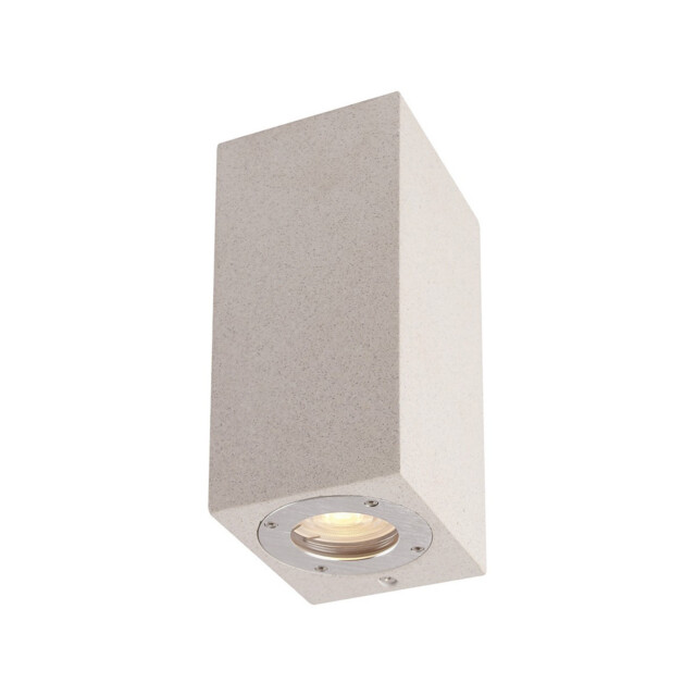 Levi Rectangular Wall Lamp, 2 x GU10 (Max 12W), IP65, White Concrete, 2yrs Warranty - image 1