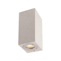 Levi Rectangular Wall Lamp, 2 x GU10 (Max 12W), IP65, White Concrete, 2yrs Warranty - thumbnail 1