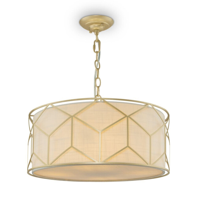 Classic Messina 4 Light Gold Pendant Ceiling Light Fabric Shade - image 1