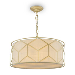 Classic Messina 4 Light Gold Pendant Ceiling Light Fabric Shade - thumbnail 1