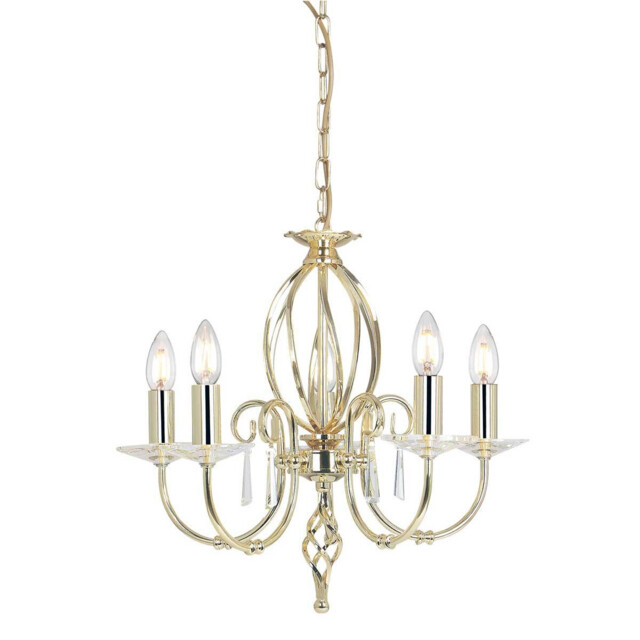 Aegean 5 Light Chandelier Polished Brass Finish, E14 - image 1