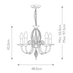 Aegean 5 Light Chandelier Polished Brass Finish, E14 - thumbnail 5