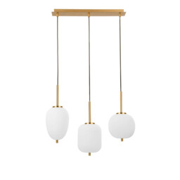 Lato 3 Light Bar Pendant Ceiling Light Opal Glass Antique Brass Metal Black Fabric Wire LED E14 15.8