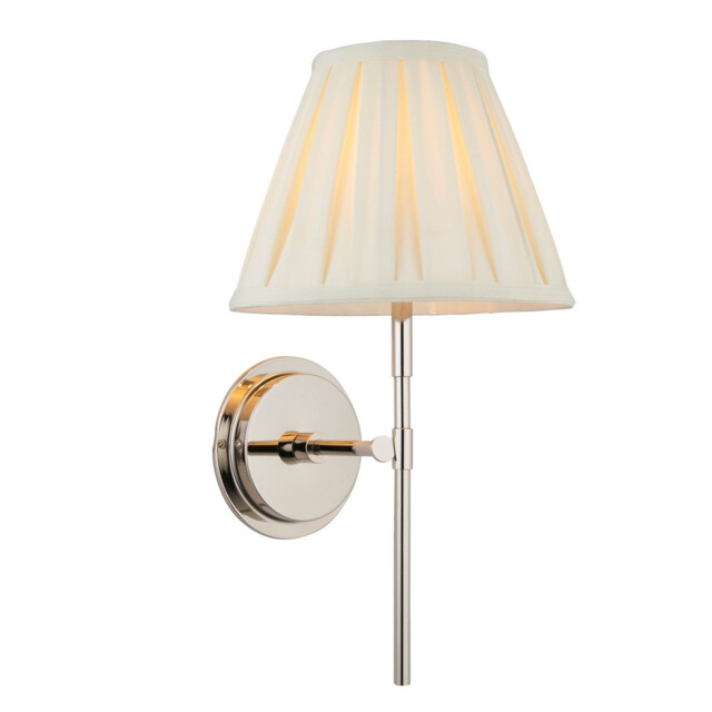 Rennes & Carla Wall Lamp with Shade Bright Nickel Plate & Cream Fabric - image 1