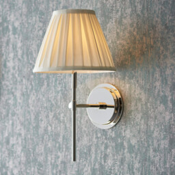 Rennes & Carla Wall Lamp with Shade Bright Nickel Plate & Cream Fabric - thumbnail 2