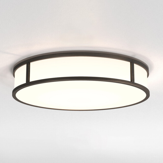 Mashiko LED 40cm Round Bathroom Flush Ceiling Light Bronze IP44 - image 1