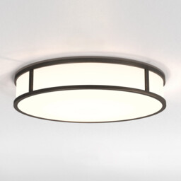 Mashiko LED 40cm Round Bathroom Flush Ceiling Light Bronze IP44