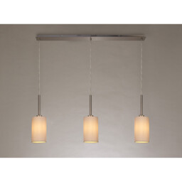 Baymont Satin Nickel 3 Light E27 Linear Pendant, With 12cm Dual Faux Silk Shade, Nude Beige/Moonlight - thumbnail 2