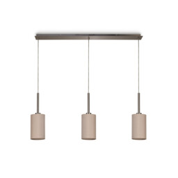 Baymont Satin Nickel 3 Light E27 Linear Pendant, With 12cm Dual Faux Silk Shade, Nude Beige/Moonlight - thumbnail 5