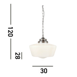 School House 1 Light Pendant Satin Silver, White IP44, E27 - thumbnail 3