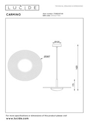 Lucide CARMINO - Pendant light - Ø 38,7 cm - LED Dim. - 1x8W 3000K - Taupe - Essential - thumbnail 3