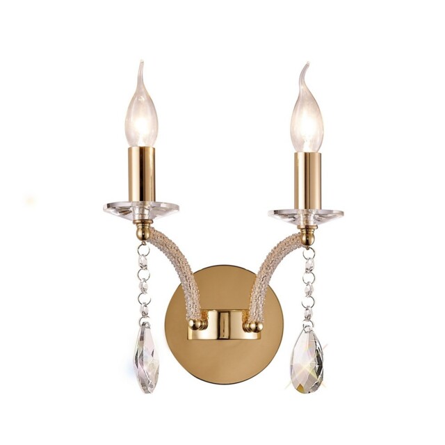 Fiore Wall Lamp Switched 2 Candle Light French Gold, Crystal - image 1